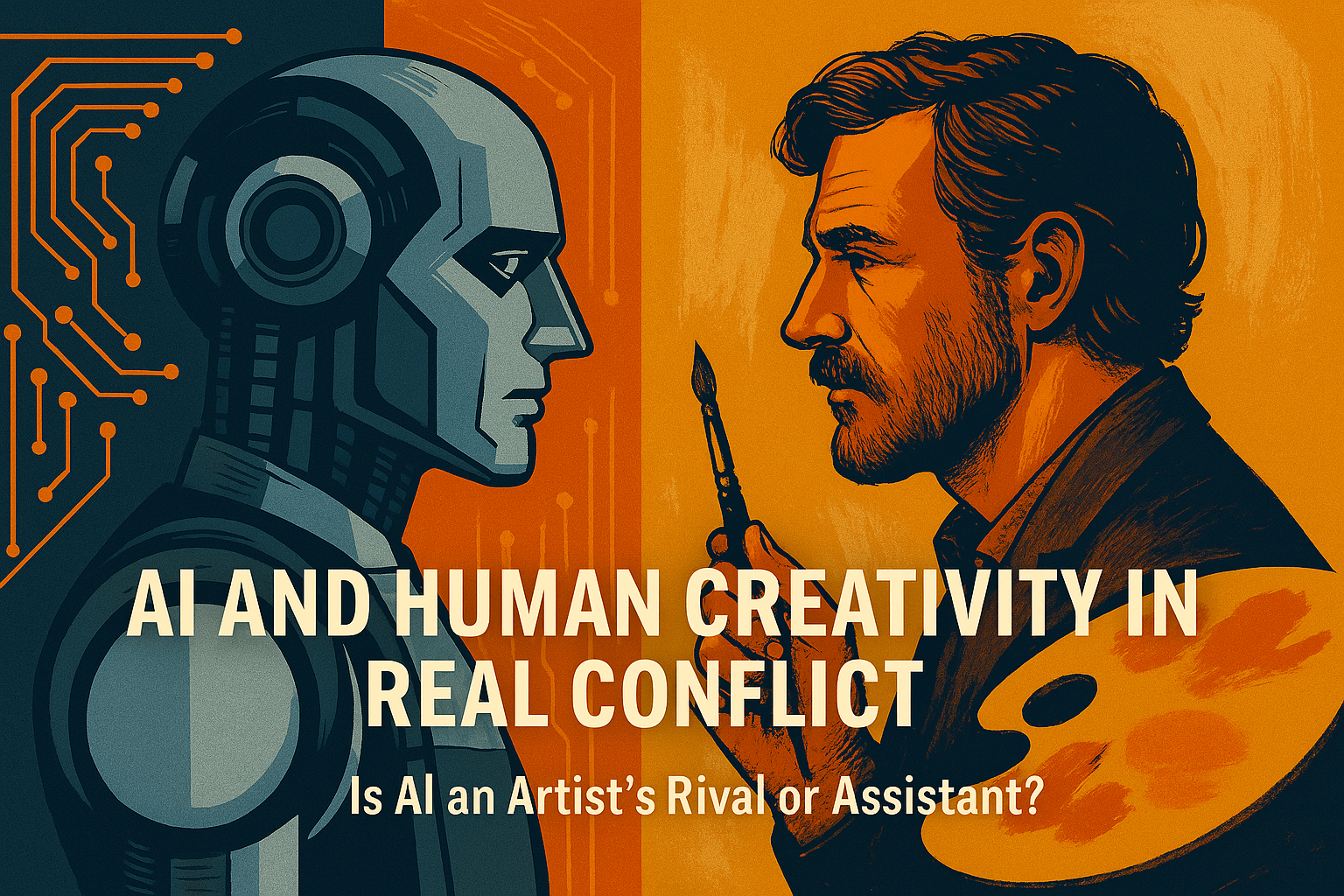 AI and Human Creativity in Real Conflict: Is AI an Artist’s Rival or Assistant?